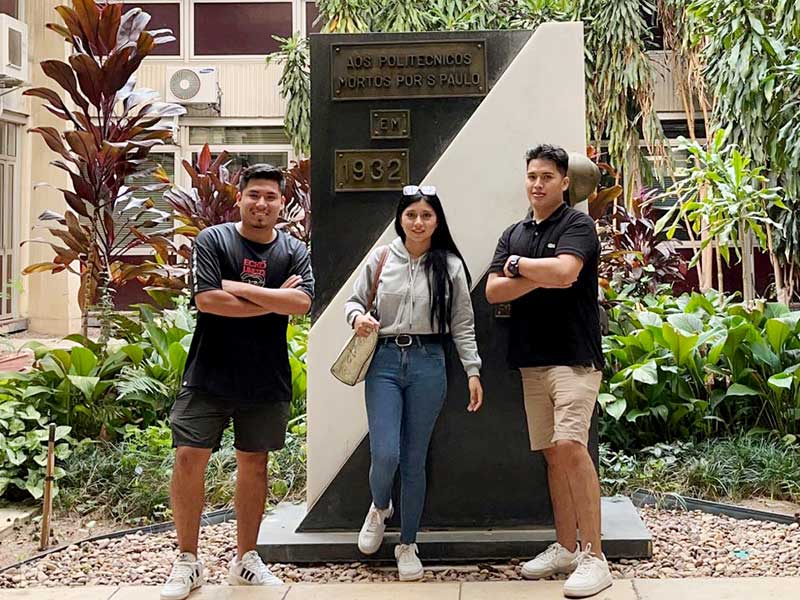 Tres orreguianos en Brasil - Los jóvenes estudiantes de Ingeniería Civil realizan su movilidad académica en la Escuela Politécnica de la Universidad de Sao Paulo.